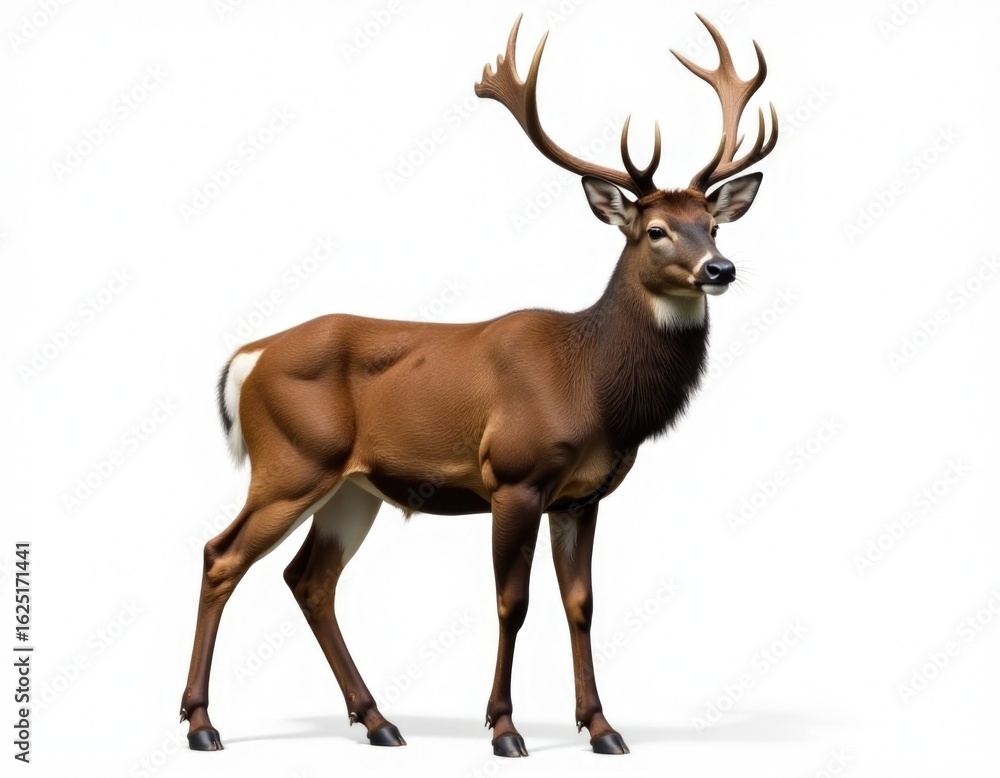 Fototapeta premium A brown deer standing on a white surface, great for wildlife or nature scenes