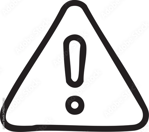 A hand-drawn black outline of a triangular warning sign with a bold exclamation mark inside, symbolizing caution, alert, or danger.