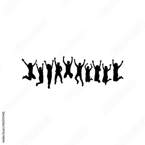 Diverse group of people jumping with arms raised in celebration vector