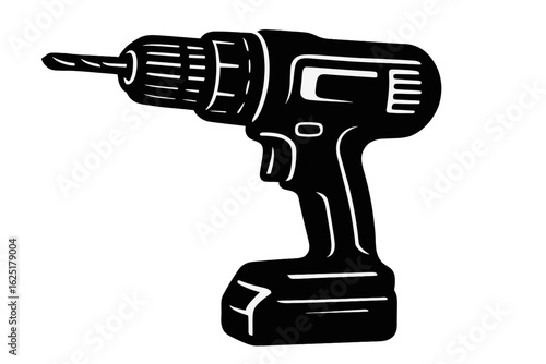 Icon of an Electric Sander in Tribal Tattoo Style, Displayed in Black and White