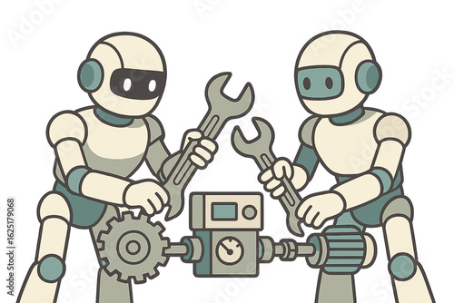 Robots are assembling furniture in a contemporary indoor environment with automated assistance