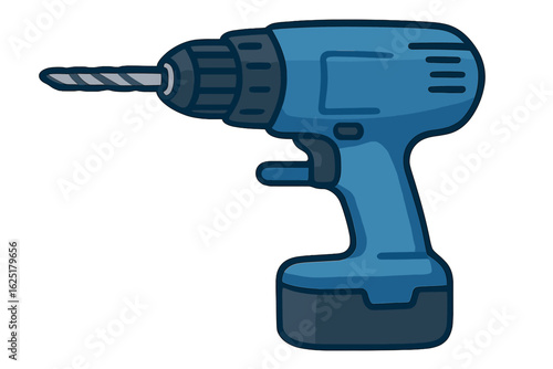 Vector illustration of a handheld electric screwdriver and cordless power drill tool in blue and red