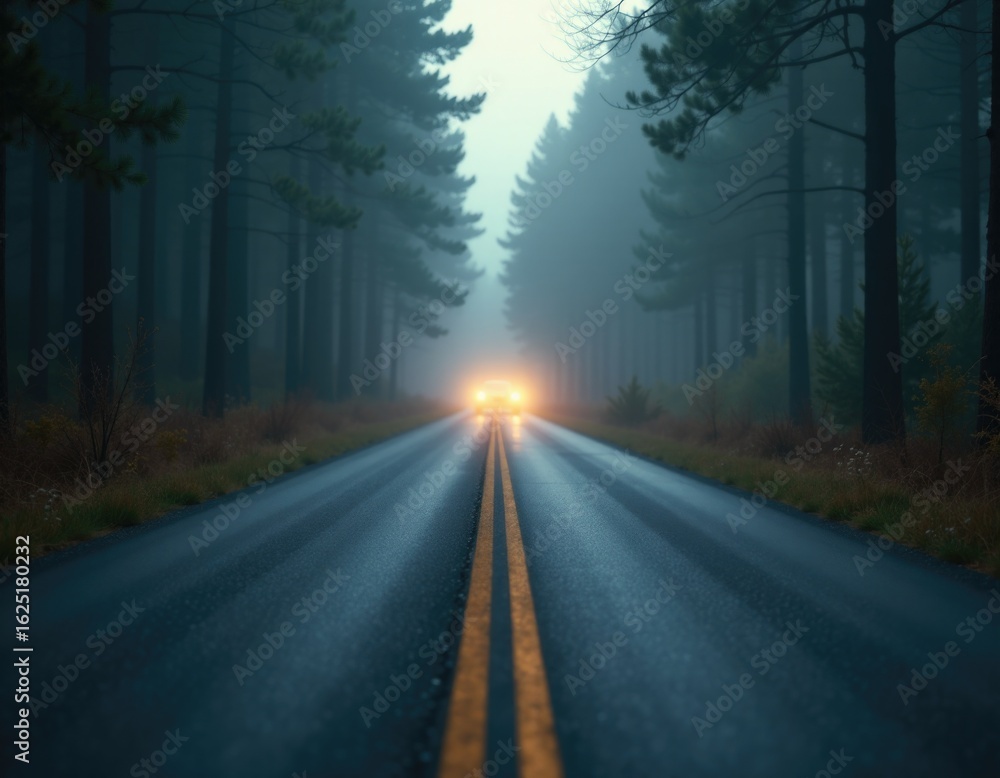 Fototapeta premium A vehicle navigating through dense woods