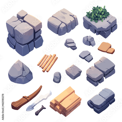 Construction set on white background 