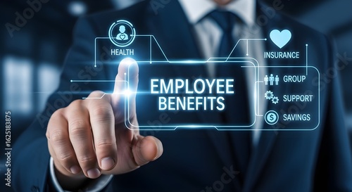 Wallpaper Mural Employee benefits concept shown on virtual screen, business theme Torontodigital.ca