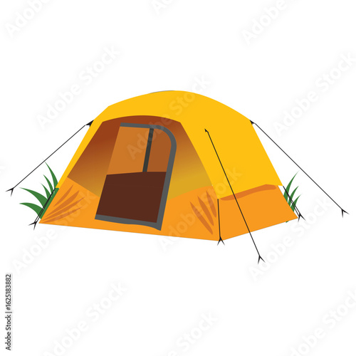 Yellow tent vector design isolated on white background.