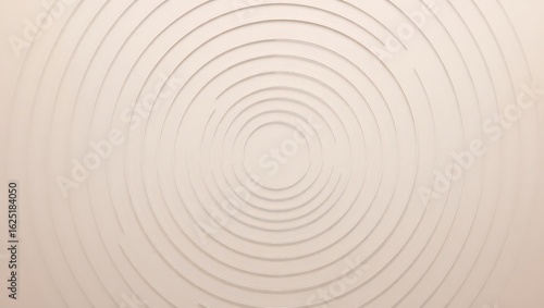 Close up of concentric circles pattern in light beige with soft shadows creating depth and texture