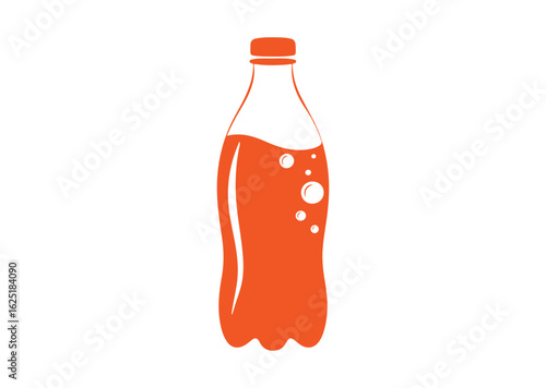 Orange soda bottle with bubbles Vector Illustration, soda bottle Icon