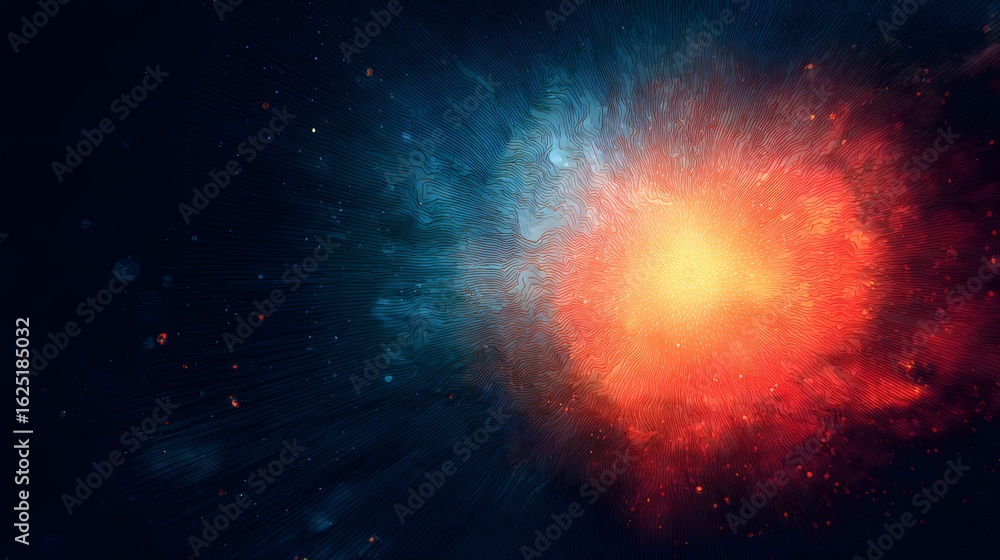 Naklejka premium Fiery explosion in space, computer generated abstract background.