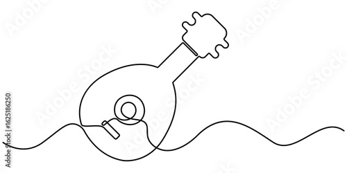 A single line drawing of a domra. Continuous line domra icon. One line icon. Vector illustration, Domra in a single line drawing. Modern illustration, pro vector. simple minimal concept. 