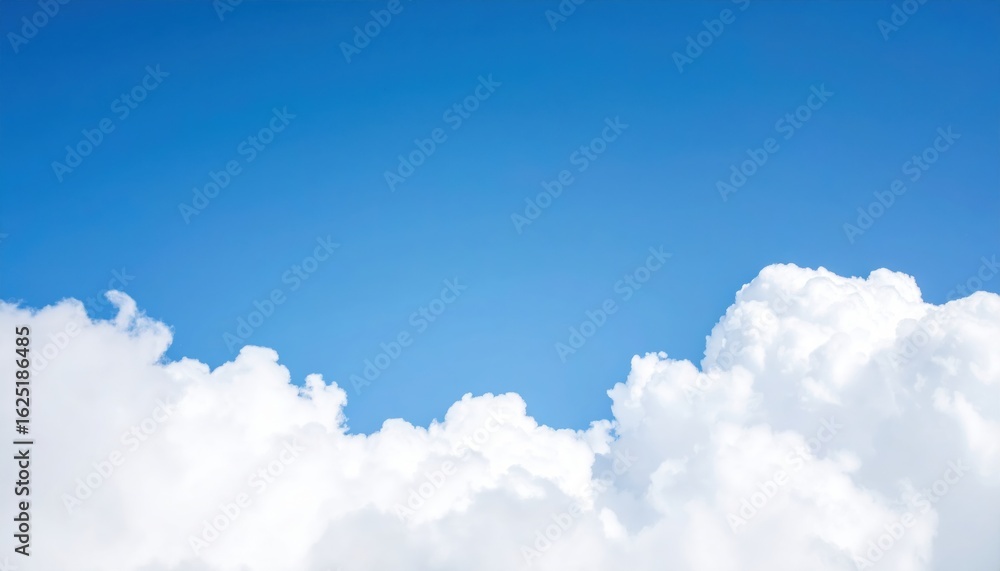 Clear Blue Sky with White Clouds: Bright and serene natural backdrop featuring fluffy cumulus clouds. Clear Blue Sky with White Clouds: Bright and serene natural backdrop featuring fluffy cumulus clouds.