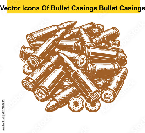 Black and White Vector Illustration of Spent Bullet Casings – Western Style