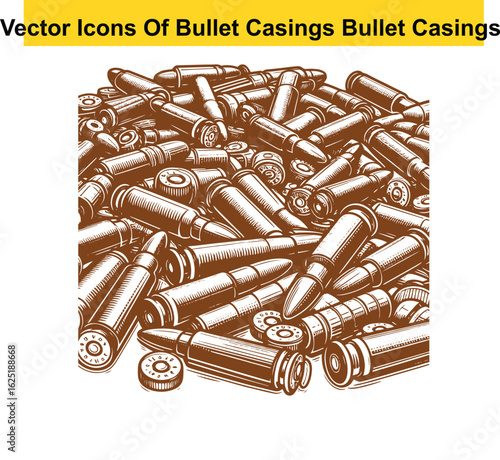 Black and White Vector Illustration of Spent Bullet Casings – Western Style
