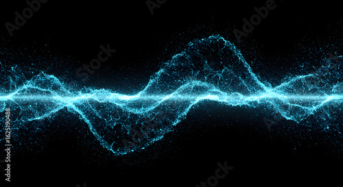 Abstract glowing blue energy wave on a dark background