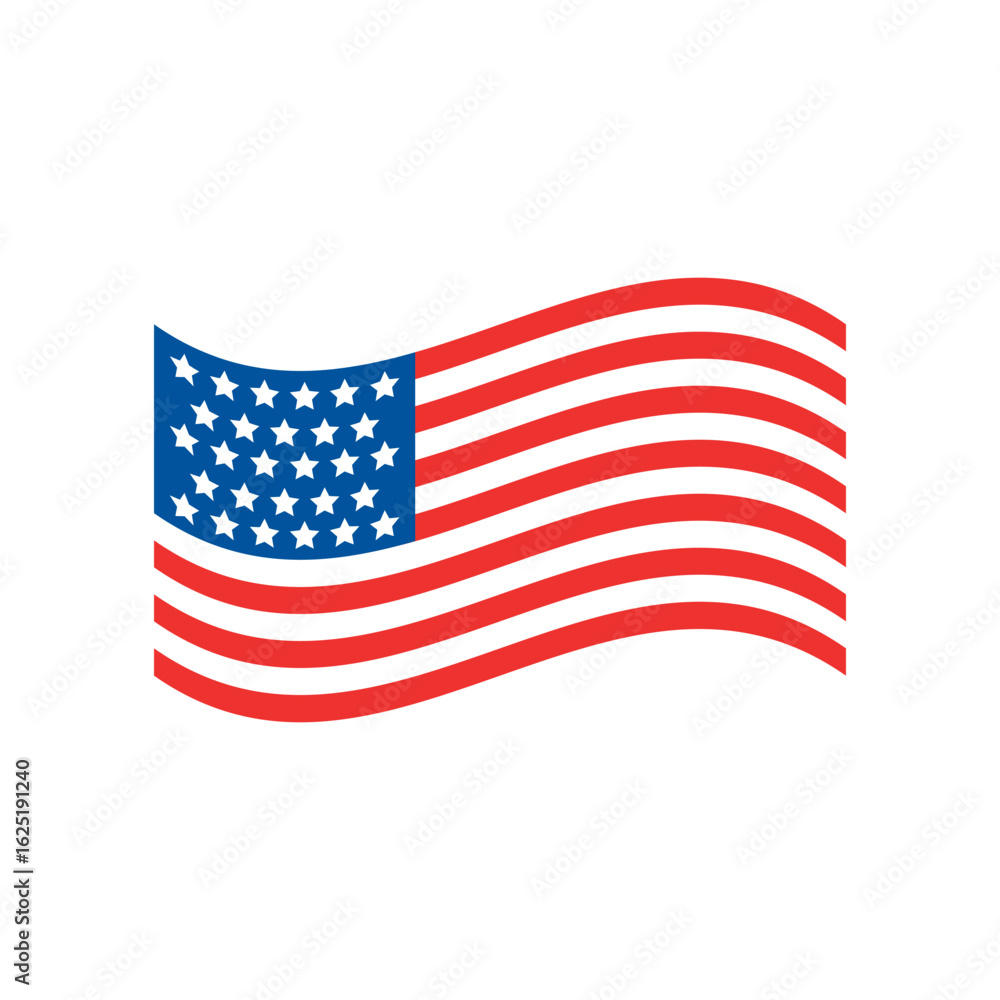Waving American Flag on White Background Vector Waving American Flag on White Background Vector