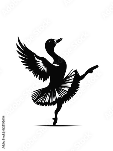 Silhouette vector art of Dancing Duck in Tutu --Ballet Duck