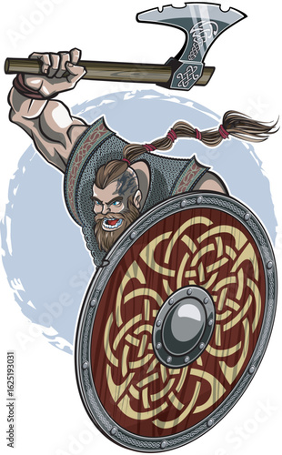 Viking warrior ragnar lothbrok with war axe and shield