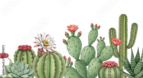 Red prickly pear cactus fruit blossoms in the summer desert