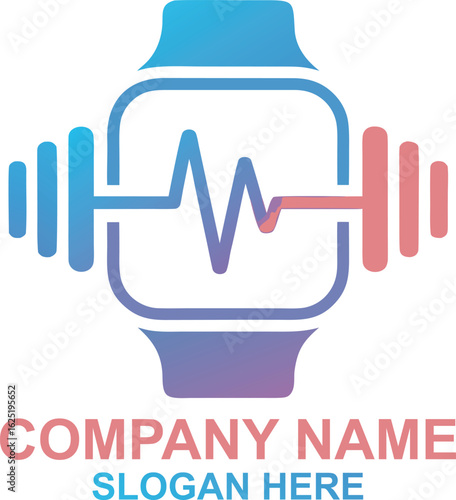 Smartwatch Heartbeat Fitness Tracker Logo Design for Health and Wellness Businesses