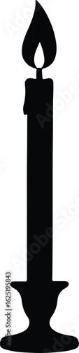 Silhouette candle flame on candlestick holder icon vector illustrator
