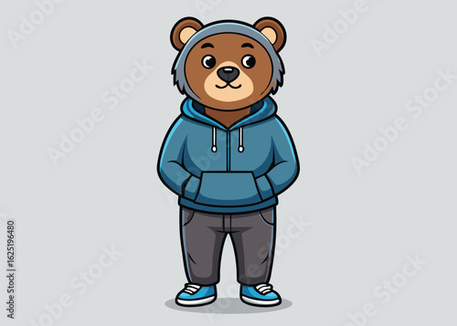 Casual Bear in Sweatpants Relaxed Loungewear Vector Illustration Art Design 