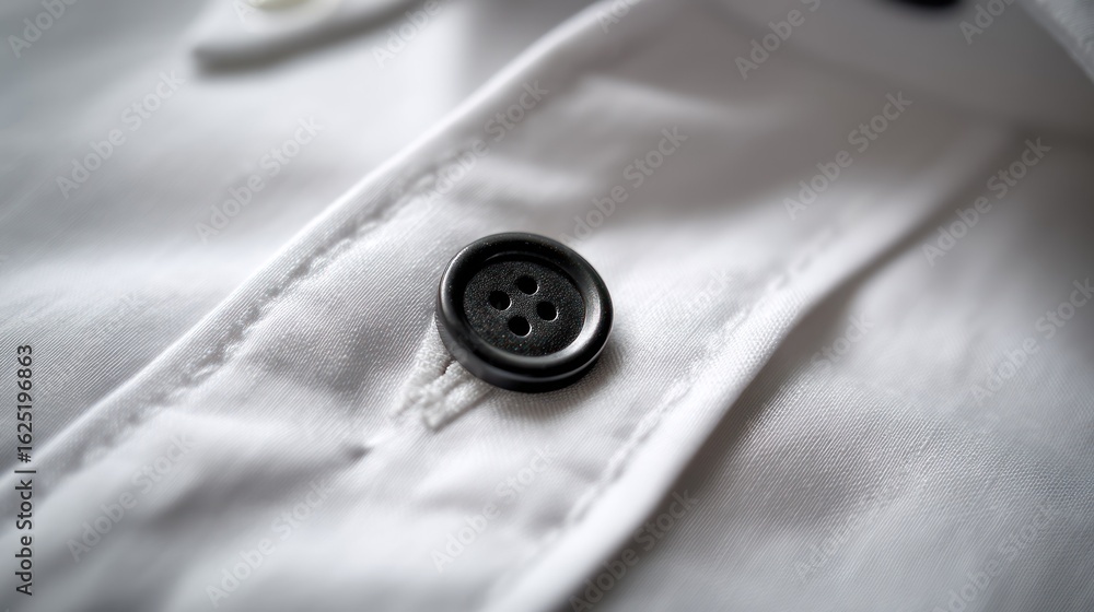One black button on white shirt One black button on white shirt