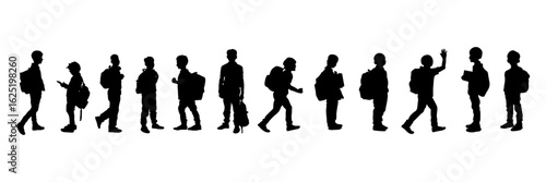 girls, silhouettes, education, schoolgirls, school, backpacks, textbooks, movement, body, black, walk, pose, silhouette, people, vector, woman, family, group, illustration, child, person, fashion, chi