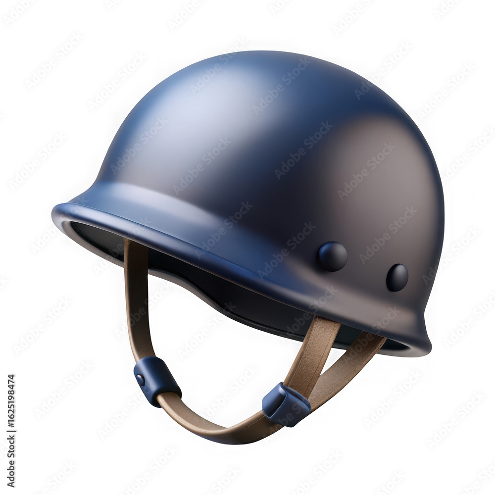 Fototapeta premium Glossy blue combat helmet rendered with realistic details and isolated on black background
