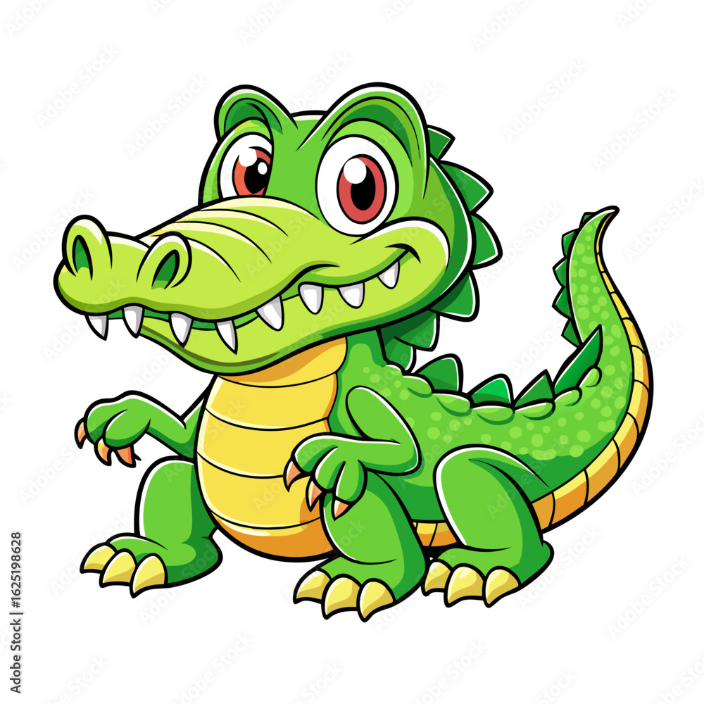 Fototapeta premium cartoon, animal, dinosaur, illustration, dragon, vector, lizard, reptile, dino, crocodile, green, fun, character, cute, frog, gecko, monster, art, drawing, happy, nature, funny, wildlife, mascot, baby
