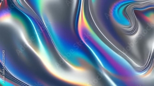 Iridescent Liquid Metal Flow Background Loop  