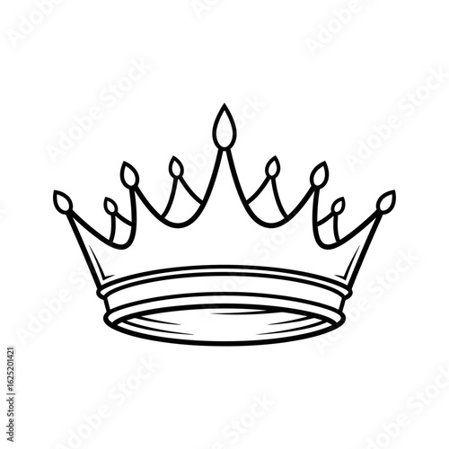Illustration of a royal crown with pointed embellishments in black outline