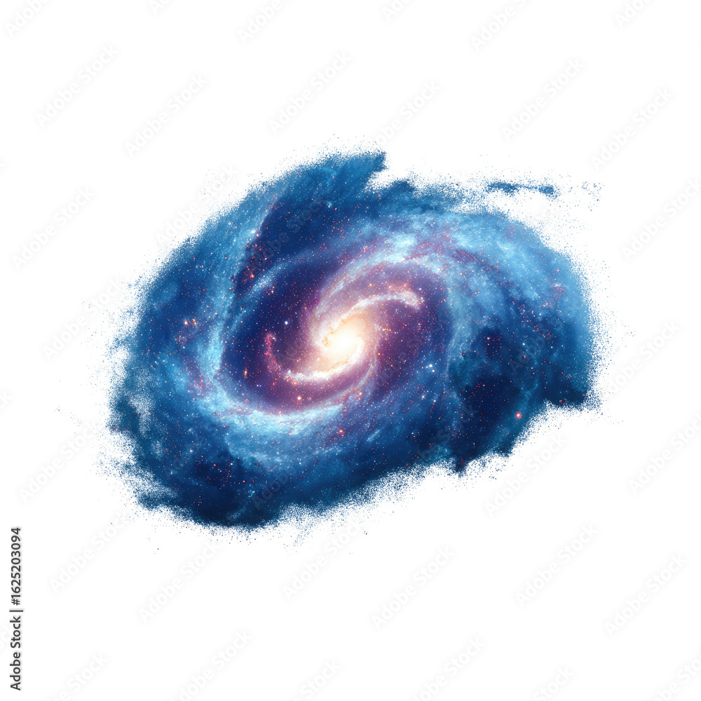 Fototapeta premium Vibrant Spiral Galaxy with Swirling Colors Against Black Deep Space Background