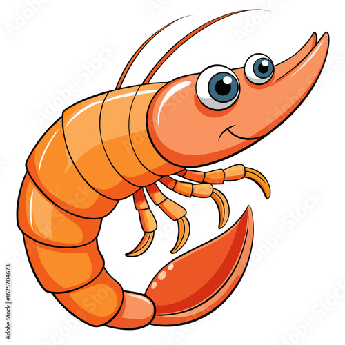 vector illustration of a cartoon shrimp