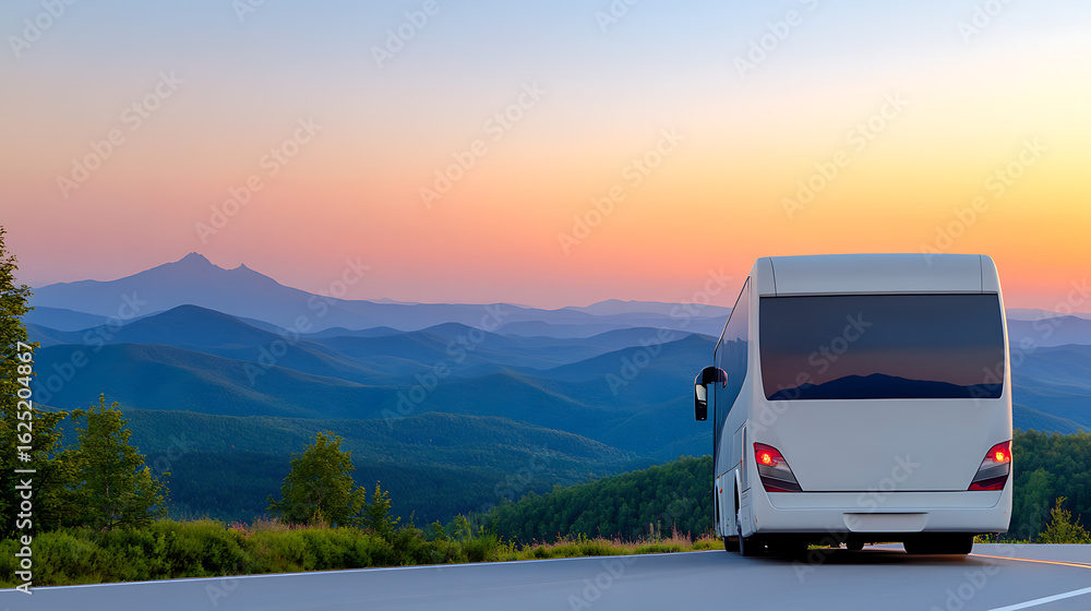 Scenic mountain escape with luxury bus, capturing the beauty of nature and travel in a single frame. Scenic mountain escape with luxury bus, capturing the beauty of nature and travel in a single frame.