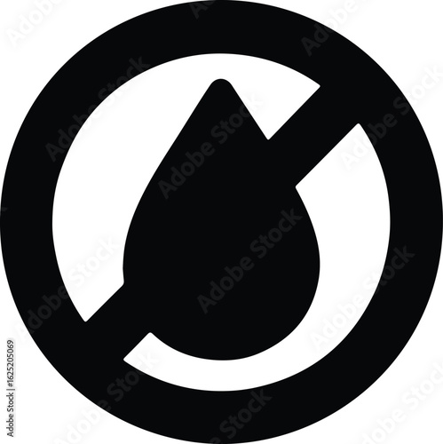 Silhouette no water drop ban prohibition restricted symbol vector illustrator