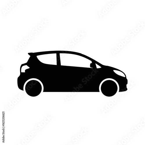 Canvas Print Black car silhouette isolated on white background for graphic design