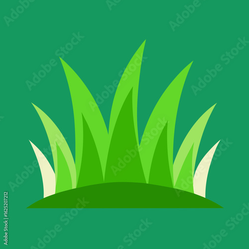 Stylized green grass blades on a simple mound