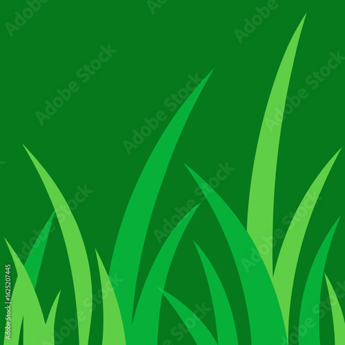 Abstract green grass blades on a dark green background