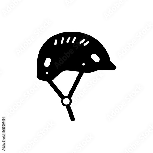  Black filled climbing helmet icon for outdoor adventure and safety gear