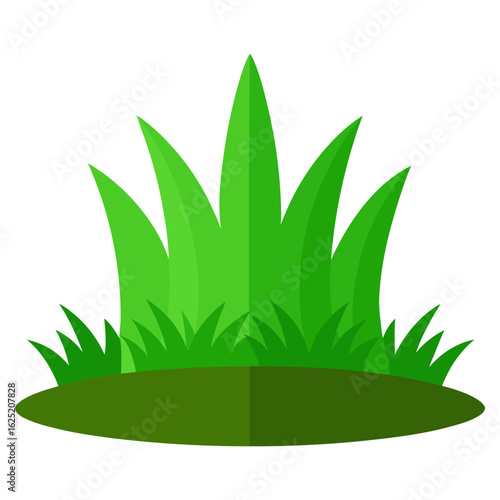 Vibrant green grass blades growing from dark soil