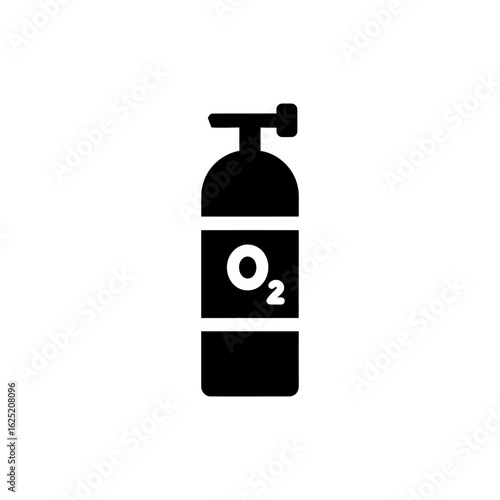  Black filled oxygen cylinder icon for medical supply and healthcare use