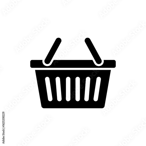  Black filled storage basket icon for home organization and household use
