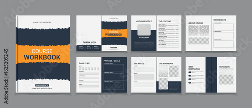 Course Workbook design template, Course Workbook Layout, a4 size Workbook template design