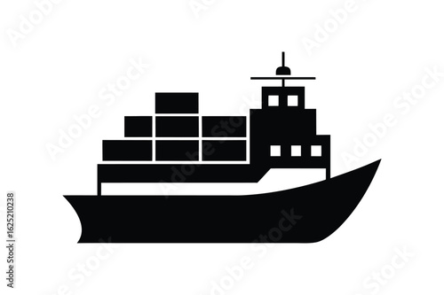 A cargo ship with containers silhouette vector illustration
