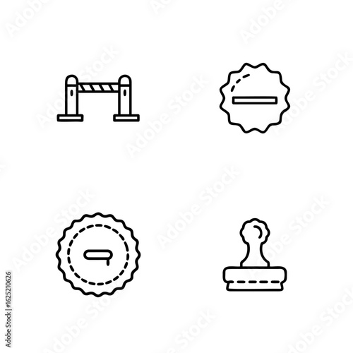 Set of Four Icons Featuring Gym Equipment Approval and Rejection Symbols