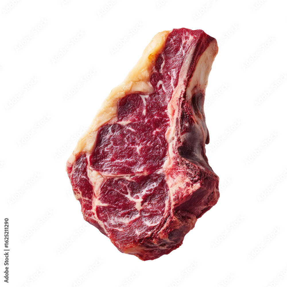 Obraz premium High-Quality Raw Ribeye Steak Isolated on White Background for Culinary and Food Photography Needs