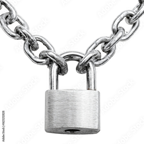 Chain lock padlock on background, close up [Transparent Background PNG].