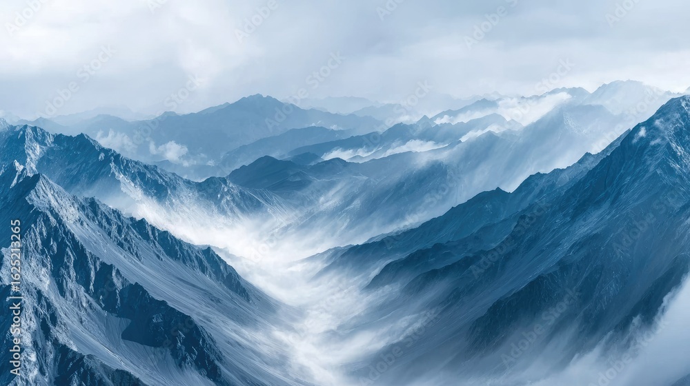 Fototapeta premium dramatic sky, glowing alpine light, vast panoramic view, untouched wildernessv