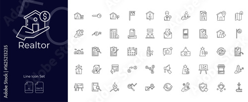 Realtor Line Editable Icons set. Vector illustration in modern thin line style of Realtor icons: agent, residential, property, etc