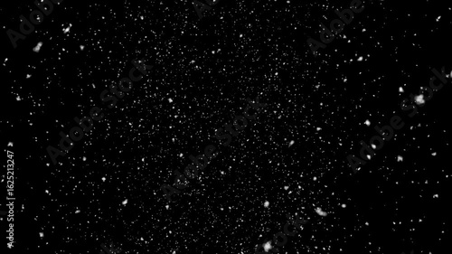Isolated falling snow snowflakes alpha channel background. Winter Snow Fall Black Background, Looping Snowfall Particles Overlay, Isolated Falling Snow 